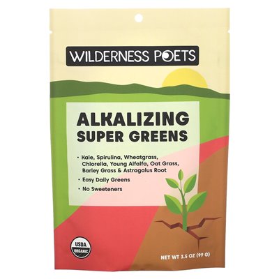 Wilderness Poets, Ekologiczne Alkalizujące Super Zielenie, 3,5 uncji (99 g) Wilderness Poets, Ekologiczne Alkalizujące Super Zielenie, 3,5 uncji (99 g)