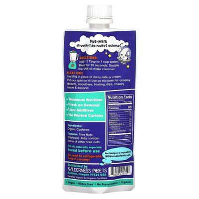 Wilderness Poets, Spin, Organic Nerwit-Milk & Cream Concentrat, Unssteetted, 8 uncji (227 g) Wilderness Poets, Spin, Organic Nerwit-Milk & Cream Concentrat, Unssteetted, 8 uncji (227 g)