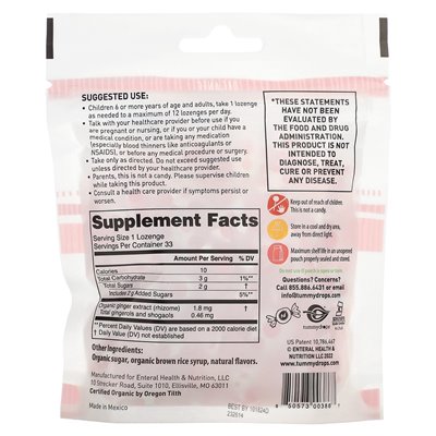 Tummydrops, Organic Tummy Drops, Strawberry Ginger, 33 Lozenges