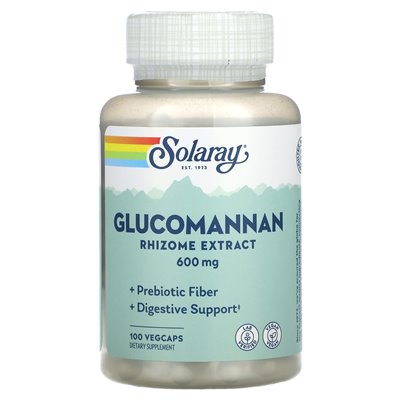 Solaray, Glucomannan, Rhizome Extract, 600 mg, 100 VegCaps Solaray, Glucomannan, Rhizome Extract, 600 mg, 100 VegCaps
