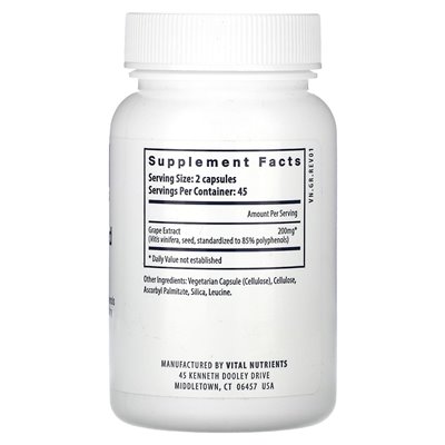 Vital Nutrients, Grape Seed Extract, 90 Vegan Capsules Vital Nutrients, Grape Seed Extract, 90 Vegan Capsules