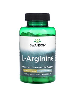 Swanson, L-Arginina, Maksimum Siły, 850 mg, 90 Kapsułek