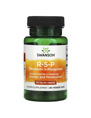 Swanson, R-5-P, Ryboflawina-5-Fosforan, 50 mg, 60 Wegetariańskich Kapsułek Swanson, R-5-P, Ryboflawina-5-Fosforan, 50 mg, 60 Wegetariańskich Kapsułek