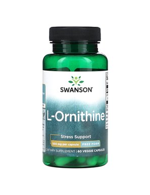 Swanson, L-Ornityna, Wolna Forma, 500 mg, 60 Wegetariańskich Kapsułek