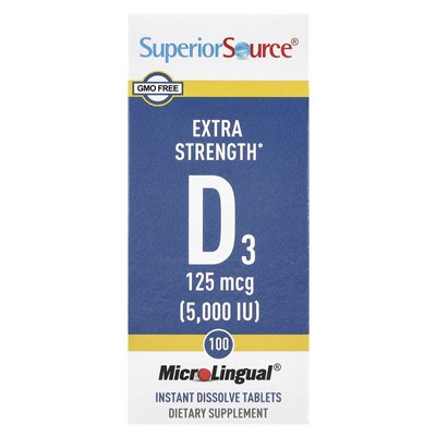 Ultimate Source, D3, Extra Strength, 125 mcg (5000 IE), 100 Mikrolingual-Auflösetabletten