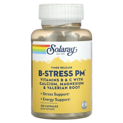 Solaray, Vitamin B-Stress PM Release Time, 120 Kapseln