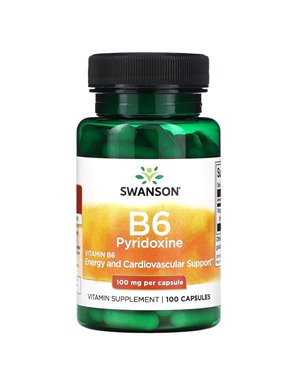 Swanson, B6 Pyrydoksyna, 100 mg, 100 kapsułek