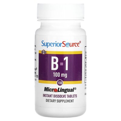 Superior Source, B-1, 100 mg, 100 Rozpuszczalnych Natychmiastowo Tabletek Superior Source, B-1, 100 mg, 100 Rozpuszczalnych Natychmiastowo Tabletek