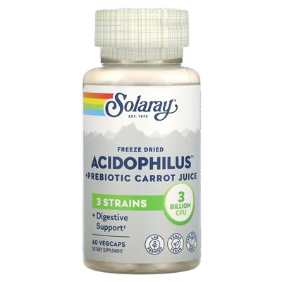 Solaray, freeze dried acidophilus + prebiotic carrot juice, 3 billion cfu, 60 vegetables