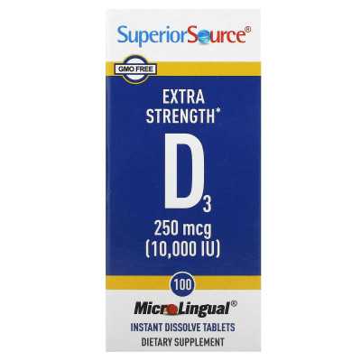 Ultimate Source, D3, Extra Strength, 250 mcg (10.000 IE), 100 schnell auflösbare Mikrolingualtabletten
