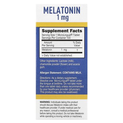 Ultimate Source, Melatonin, 1 mg, 100 Mikrolingualtabletten lösen sich auf