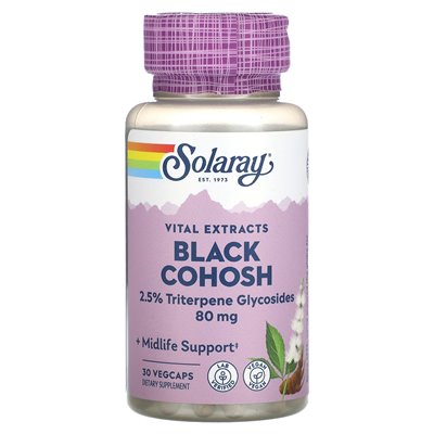 Solaray, istotne ekstrakty, czarny Cohosh, 80 mg, 30 Vegcaps Solaray, istotne ekstrakty, czarny Cohosh, 80 mg, 30 Vegcaps