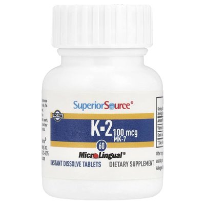 Höchste Quelle, Vitamin K-2, 100 mcg, 60 Mikrolingualtabletten lösen sich auf