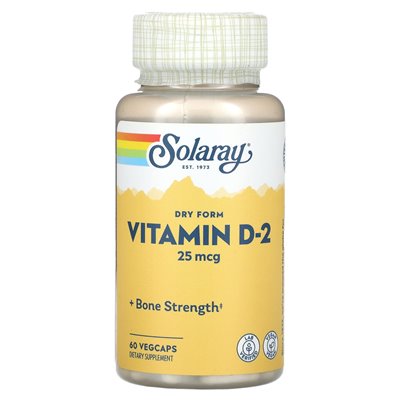 Solaray, Vitamin D2 in Trockenform, 25 mcg, 60 vegetarisch