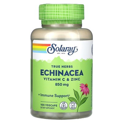 Solaray, Real Herbs, Echinacea, Vitamin C & Zinc, 850mg, 100 Veggies (425mg per capsule)