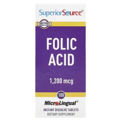 Höchste Quelle, Folsäure, 1200 mcg, 100 Mikrolingual-Auflösetabletten