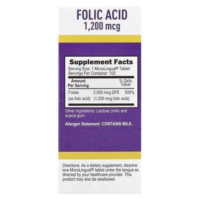 Höchste Quelle, Folsäure, 1200 mcg, 100 Mikrolingual-Auflösetabletten