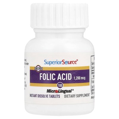 Höchste Quelle, Folsäure, 1200 mcg, 100 Mikrolingual-Auflösetabletten