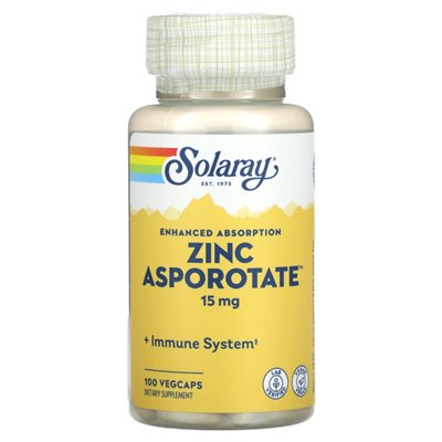 Solaray, zwiększona absorpcja, asporotan cynku, 15 mg, 100 Vegcaps Solaray, zwiększona absorpcja, asporotan cynku, 15 mg, 100 Vegcaps
