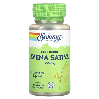 Solaray, True Herbs, Avena Sativa, 350mg, 100 Vegcaps (350mg per capsule)