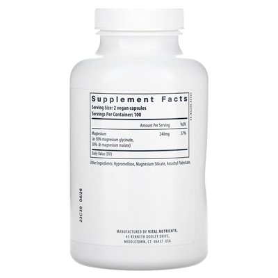 Ważne składniki odżywcze, magnez, 240 mg, 200 kapsułek wegańskich (120 mg na kapsułkę)