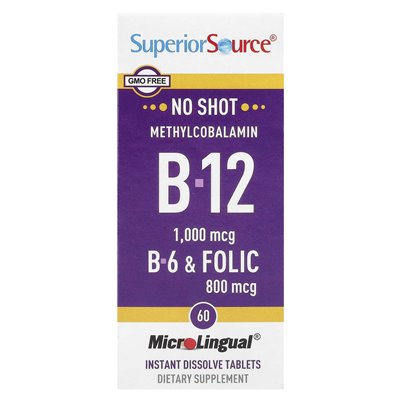 Najwyższe źródło, metylokobalamina B-12, B-6 i Folic, 60 MicroLingual® Instant Tablets