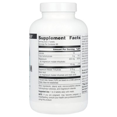 Source Naturals, Magnesium Malate, 180 Tablets
