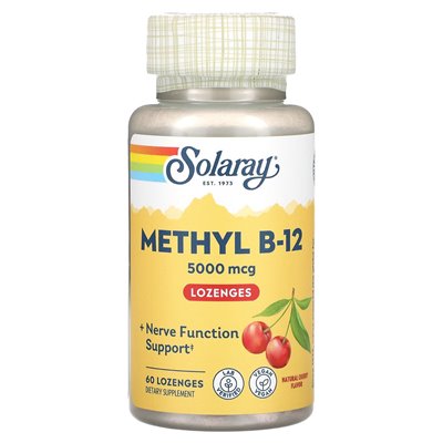 Solaray, metyl B-12, Natural Cherry, 5000 mcg, 60 ssaków