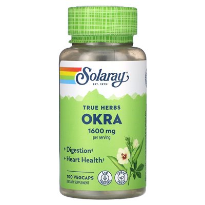 Solaray, True Herbs, Okra, 1600 mg, 100 Vegcaps (400 mg na kapsułkę) Solaray, True Herbs, Okra, 1600 mg, 100 Vegcaps (400 mg na kapsułkę)