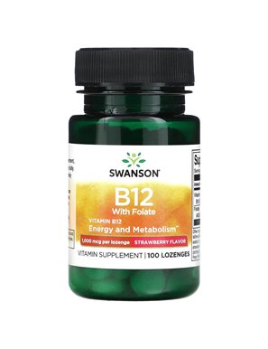 Swanson, Vitamin B12 mit Folsäure, Erdbeere, 1.000 mcg, 100 Bonbons