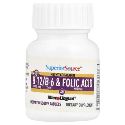 Highest Source, Methylcobalamin B-12, B-6 and Folic Acid, 60 Microlingual Dissolving Tablets