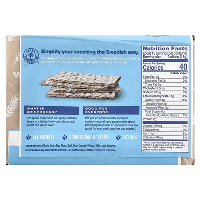 WASA Flatbread, Crispbread, Light Rye, 9,5 uncji (270 g) WASA Flatbread, Crispbread, Light Rye, 9,5 uncji (270 g)