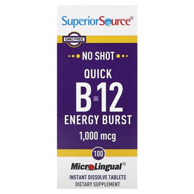 Najwyższe źródło, szybka Bryga energetyczna B-12, 1000 mcg, 100 mikrolingowych tabletek natychmiastowych rozpuszczania Najwyższe źródło, szybka Bryga energetyczna B-12, 1000 mcg, 100 mikrolingowych tabletek natychmiastowych rozpuszczania