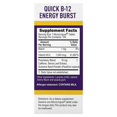 Najwyższe źródło, szybka Bryga energetyczna B-12, 1000 mcg, 100 mikrolingowych tabletek natychmiastowych rozpuszczania Najwyższe źródło, szybka Bryga energetyczna B-12, 1000 mcg, 100 mikrolingowych tabletek natychmiastowych rozpuszczania