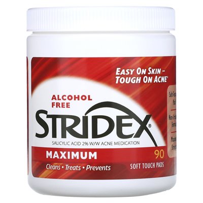 Stridex, Maximum, alkoholfrei, 90 Soft-Touch-Pads