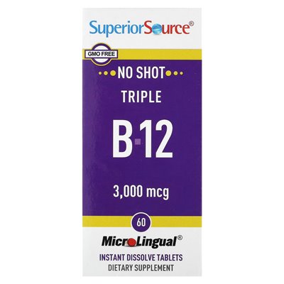 Najwyższe źródło, Triple B-12, 3000 mcg, 60 mikrolingowych tabletek rozpuszczania instancji Najwyższe źródło, Triple B-12, 3000 mcg, 60 mikrolingowych tabletek rozpuszczania instancji