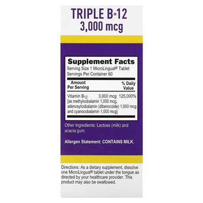 Najwyższe źródło, Triple B-12, 3000 mcg, 60 mikrolingowych tabletek rozpuszczania instancji Najwyższe źródło, Triple B-12, 3000 mcg, 60 mikrolingowych tabletek rozpuszczania instancji