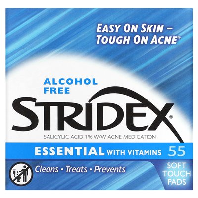 Stridex, essential mit Vitaminen, alkoholfrei, 55 Soft Touch Pads