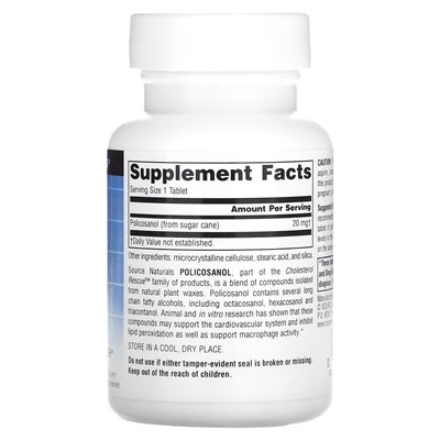 Źródło Naturals, Policosanol, 20 mg, 60 tabletek Źródło Naturals, Policosanol, 20 mg, 60 tabletek