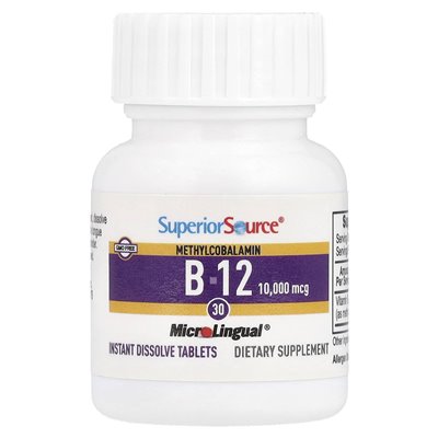 Superior Source, Metylokobalamina B-12, 10,000 mcg, 30 MicroLingual Natychmiast Rozpuszczalnych Tabletek Superior Source, Metylokobalamina B-12, 10,000 mcg, 30 MicroLingual Natychmiast Rozpuszczalnych Tabletek