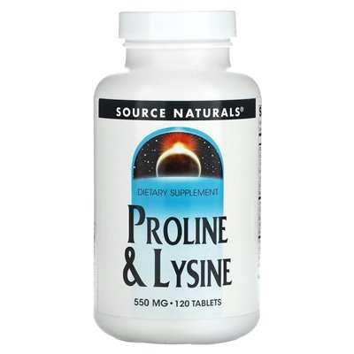Natural Source, Proline and L-Lysine, 550 mg, 120 tablets