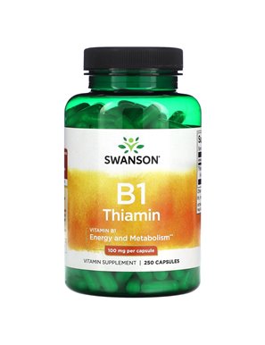 Swanson, B1, Tiamina, 100 mg, 250 Kapsułek