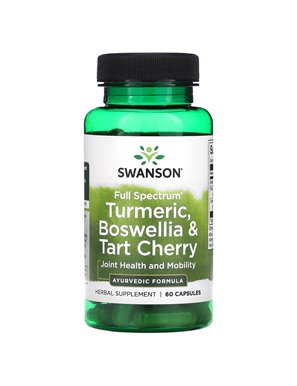 Swanson, Pełne Spektrum, Kurkuma, Boswellia & Wiśnia, 60 Kapsułek