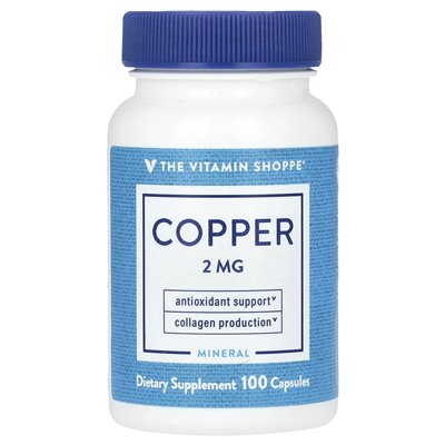 Witaminy Shoppe, miedź, 2 mg, 100 kapsułek
