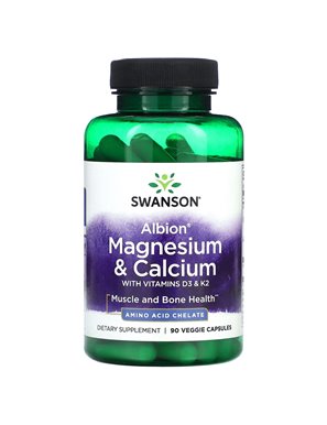 Swanson, Albion, Magnesium und Kalzium mit Vitamin D3 und K2, 90 vegetarische Kapseln Swanson, Albion, Magnesium und Kalzium mit Vitamin D3 und K2, 90 vegetarische Kapseln