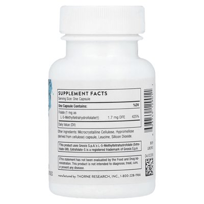 Thorne, 5-MTHF, 1 mg, 60 kapsułek Thorne, 5-MTHF, 1 mg, 60 kapsułek
