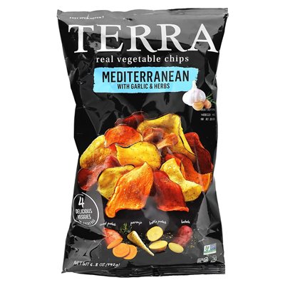 Terra, prawdziwe chipsy warzywne, Morze Śródziemne z czosnkiem i ziołami, 6,8 uncji (192 g)