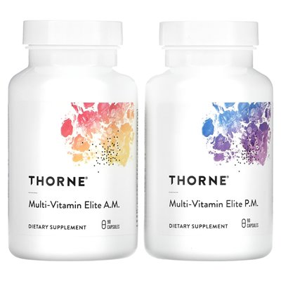 Thorne, Multi-Vitamin Elite, A.M.I p.m., 2 butelki, 90 kapsułek każdy