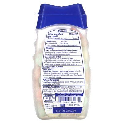 Tums, Extra Strength Antacid, Assorted Fruit, 96 Chewable Tablets