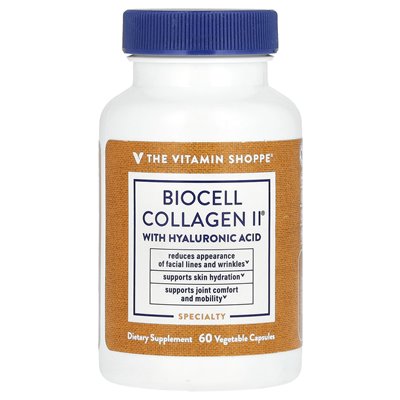Witaminy Shoppe, biocell Collagen II z kwasem hialuronowym, 60 kapsułek warzywnych